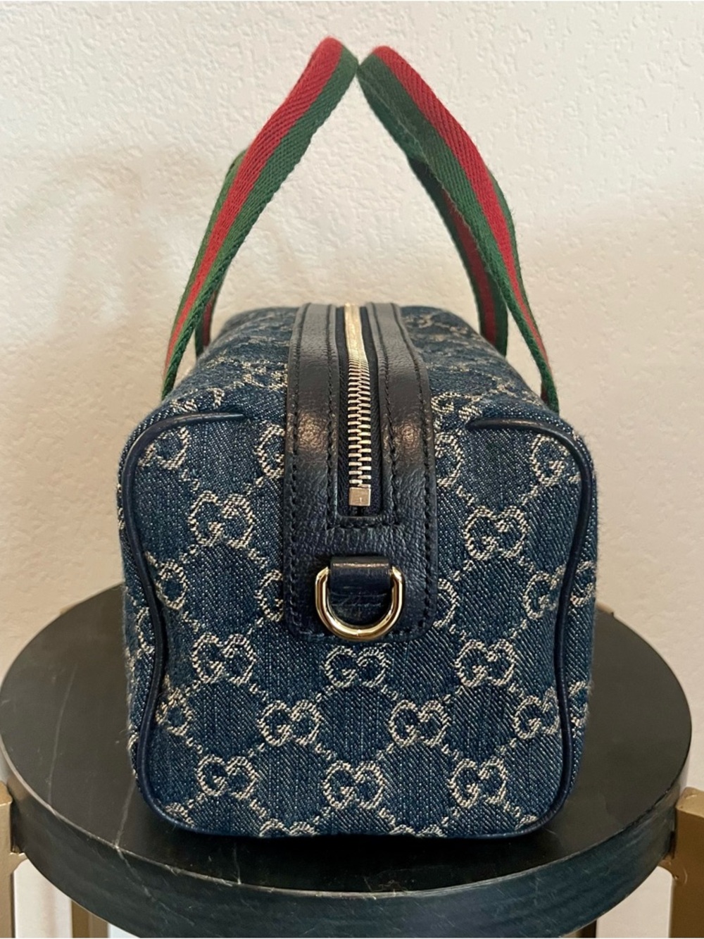 NEW ❤️Gucci💚 Mini GG Handbag in Blue & White GG Denim - Picture 4 of 15
